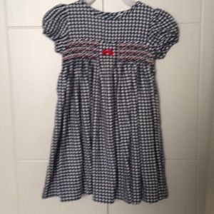 Baby girls navy and white checkered dress